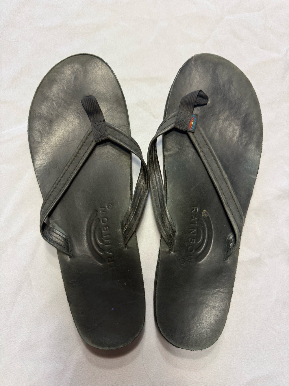 Rainbow Black Leather Women's Sandals